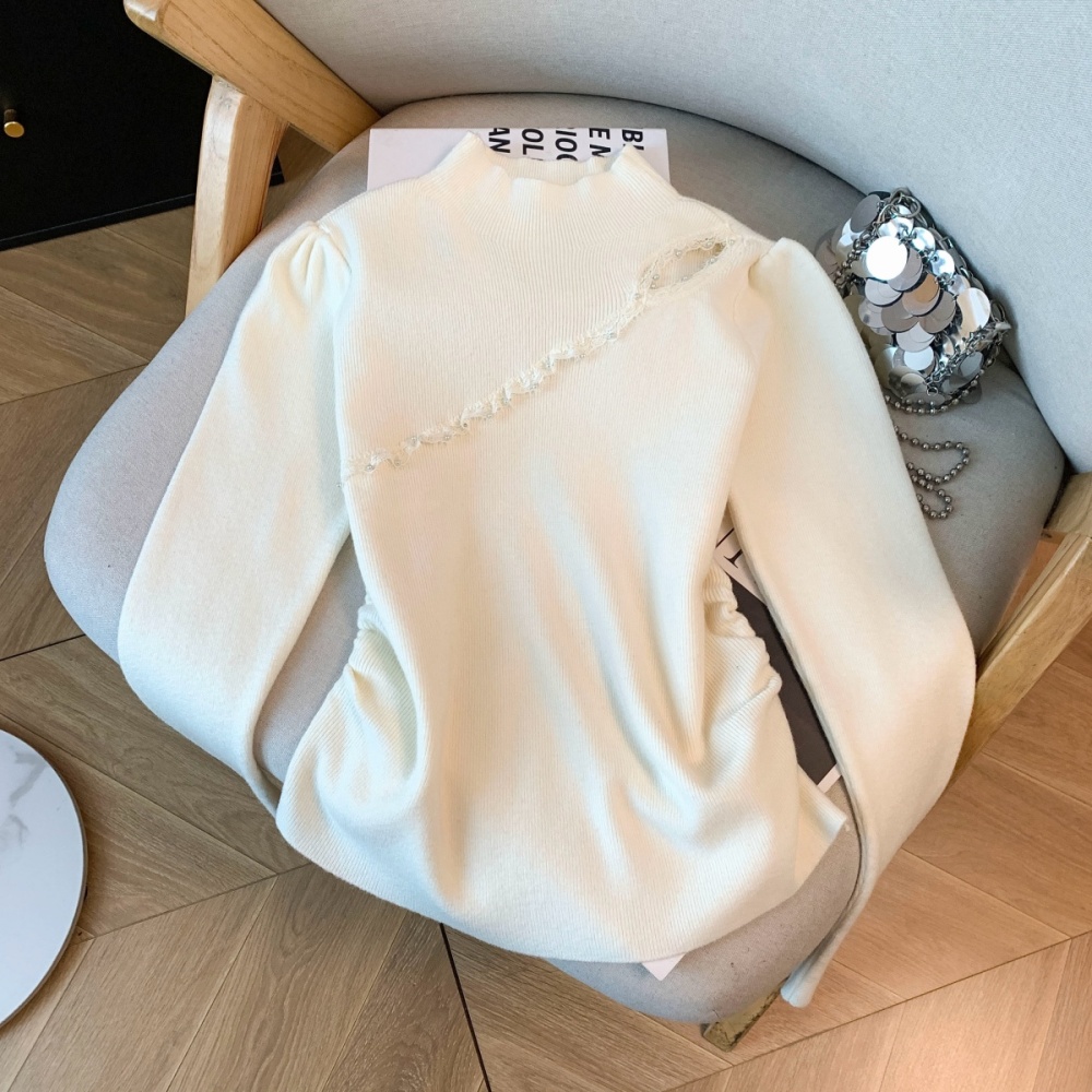 Splice bottoming bottoming shirt half high collar tops