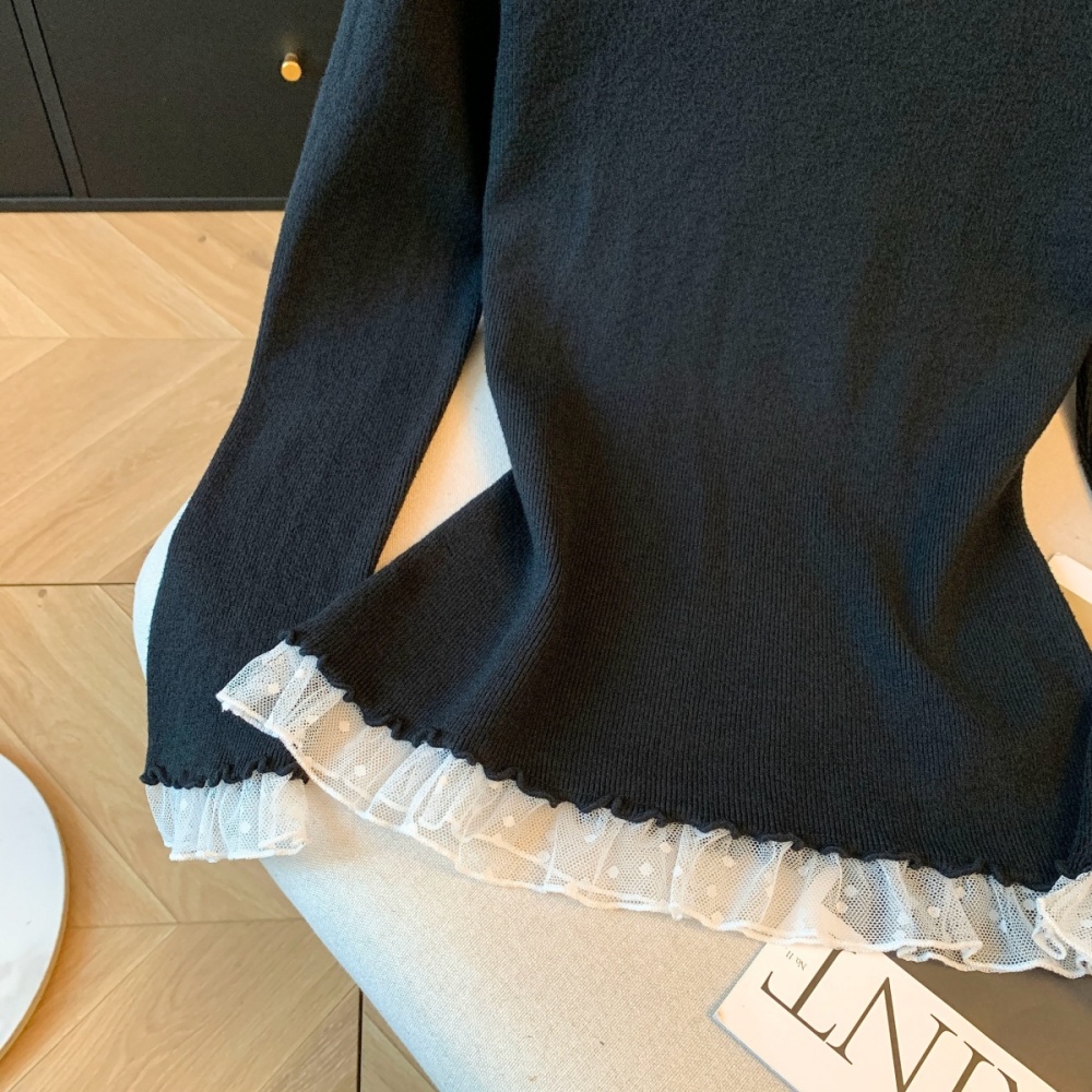 Half high collar tops polka dot sweater for women