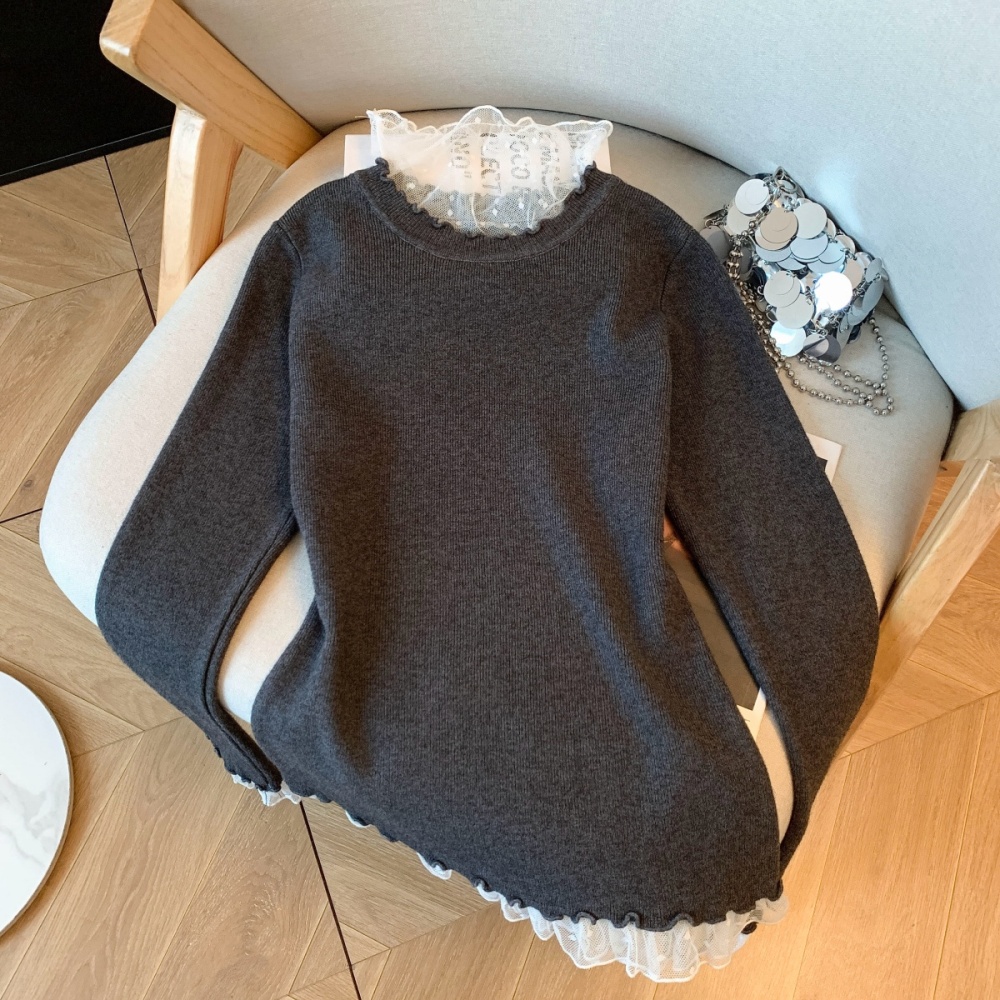 Half high collar tops polka dot sweater for women