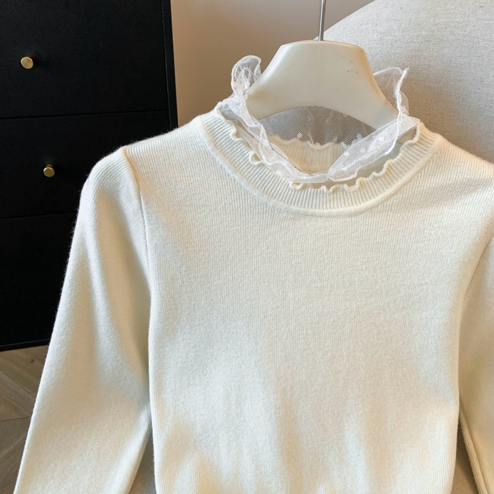 Half high collar tops polka dot sweater for women