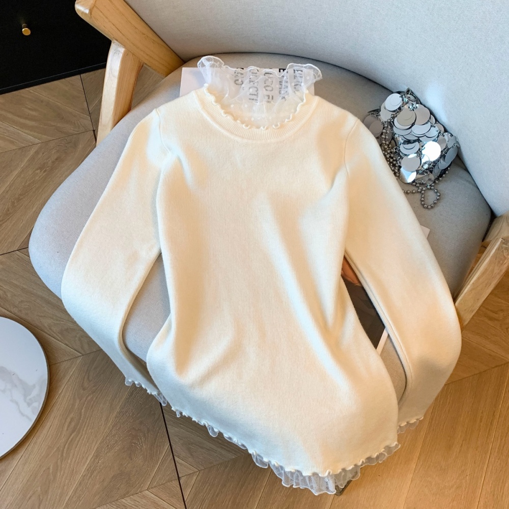 Half high collar tops polka dot sweater for women