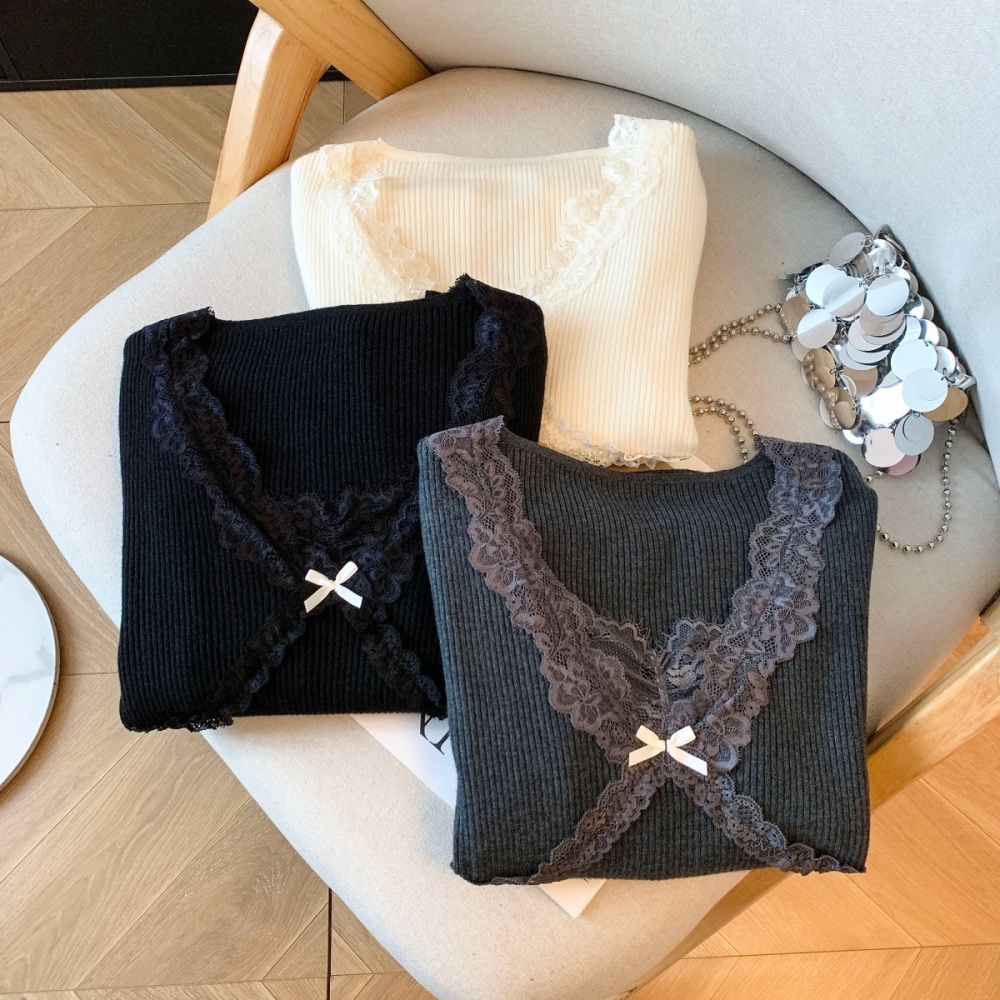 Long sleeve temperament knitted slim sweater for women