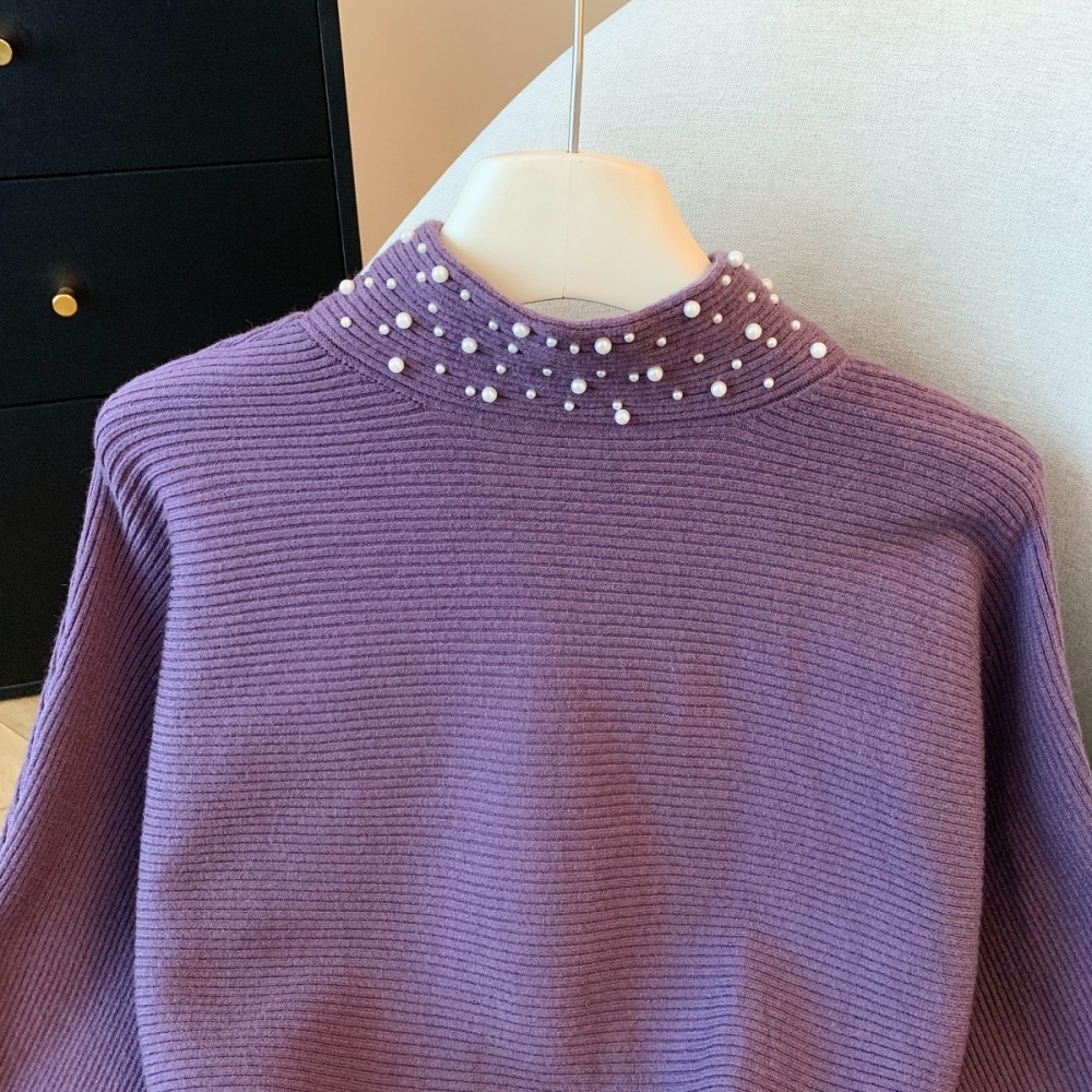 Trumpet sleeves bottoming shirt slim tops for women