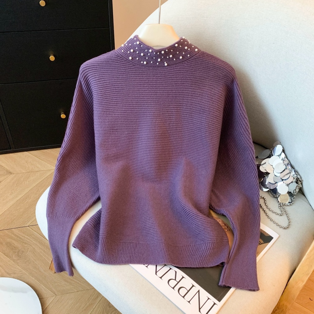 Trumpet sleeves bottoming shirt slim tops for women