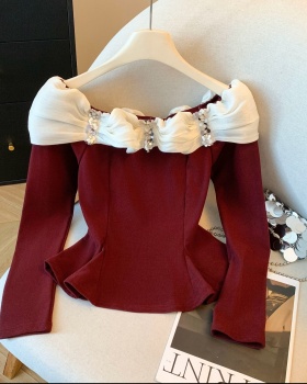 Enticement tops flat shoulder bottoming shirt for women