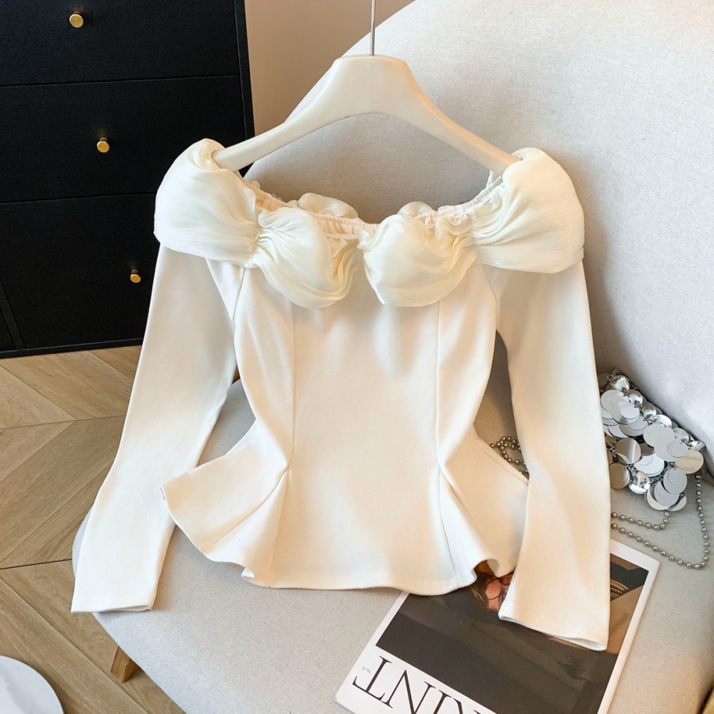 Enticement tops flat shoulder bottoming shirt for women