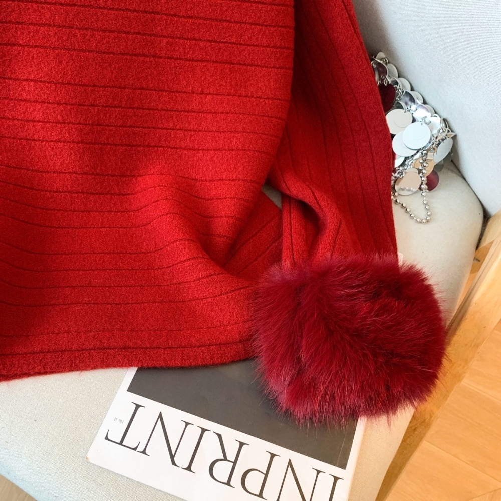 Autumn and winter France style sweater bat sleeve cuff tops