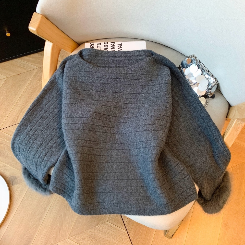 Autumn and winter France style sweater bat sleeve cuff tops