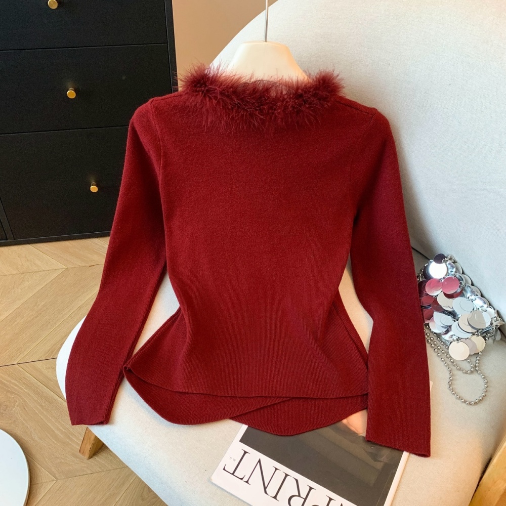 Pinch pleated elmo tops pinched waist winter sweater