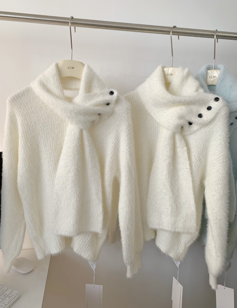 Mink velvet blue tops tender scarves