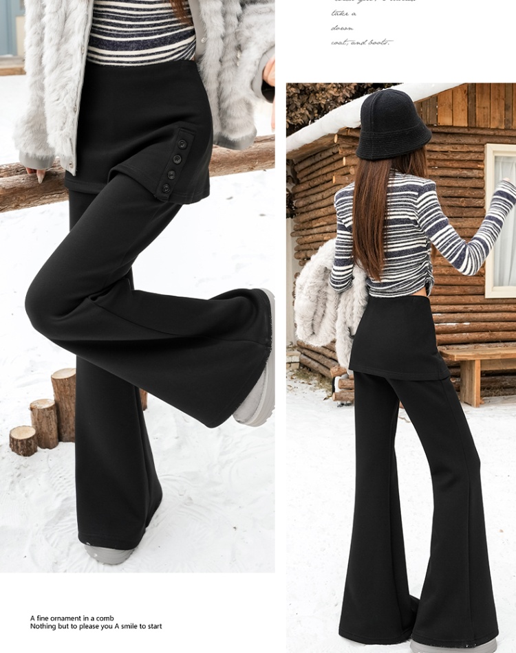 Korean style breasted flare pants high waist slim pants
