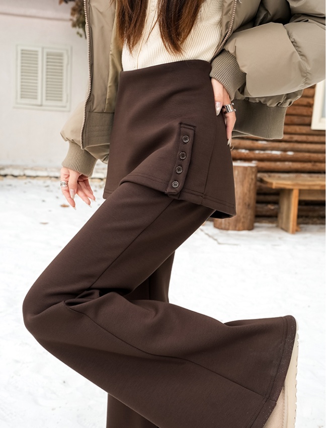 Korean style breasted flare pants high waist slim pants