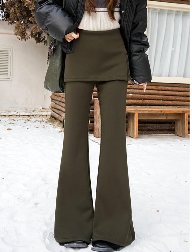 Korean style breasted flare pants high waist slim pants