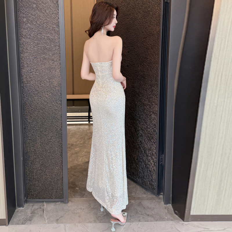 Sequins wrapped chest dress light mermaid formal dress