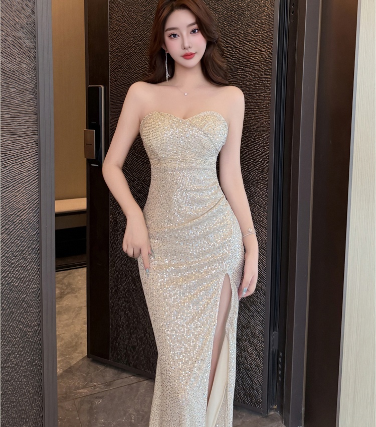 Sequins wrapped chest dress light mermaid formal dress