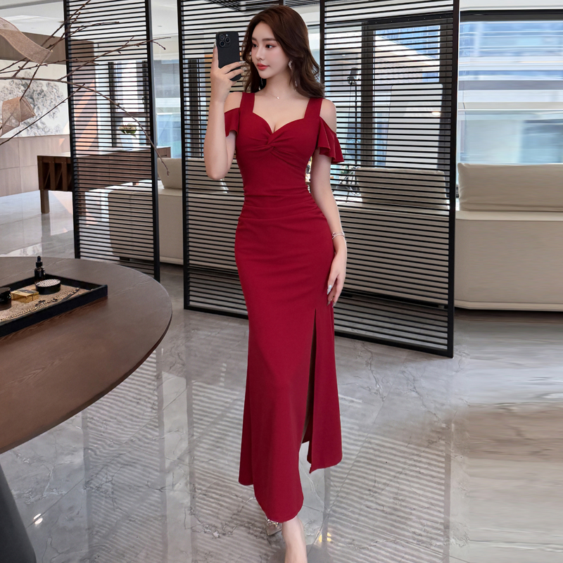 Package hip low-cut dress sexy slim long dress