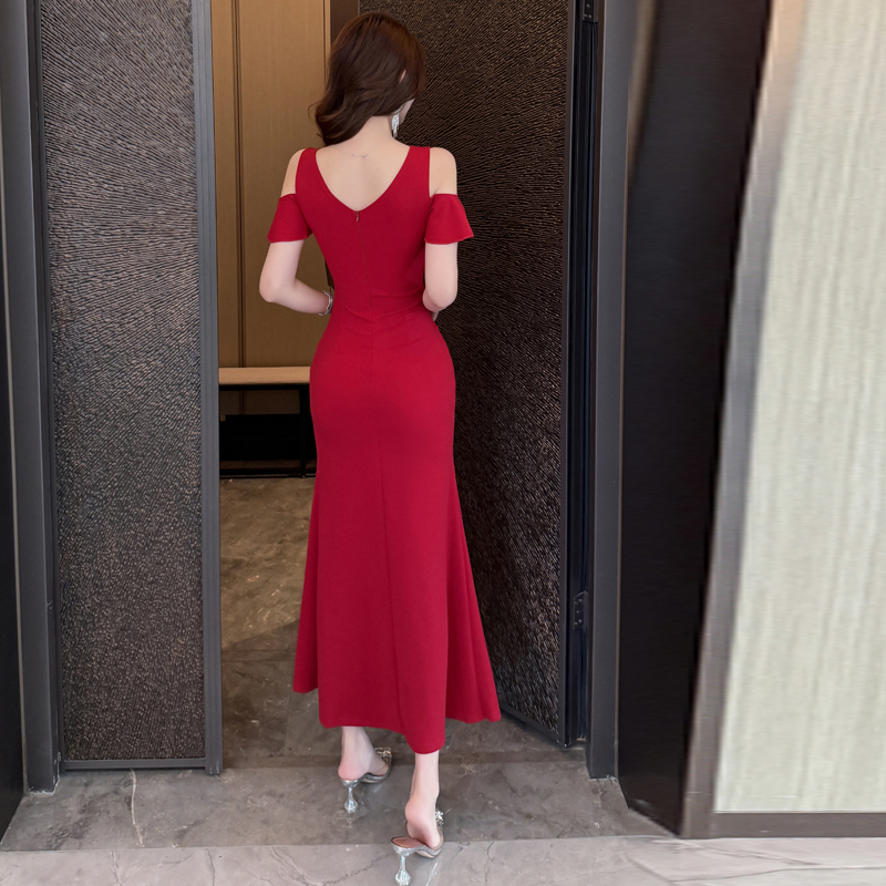 Package hip low-cut dress sexy slim long dress