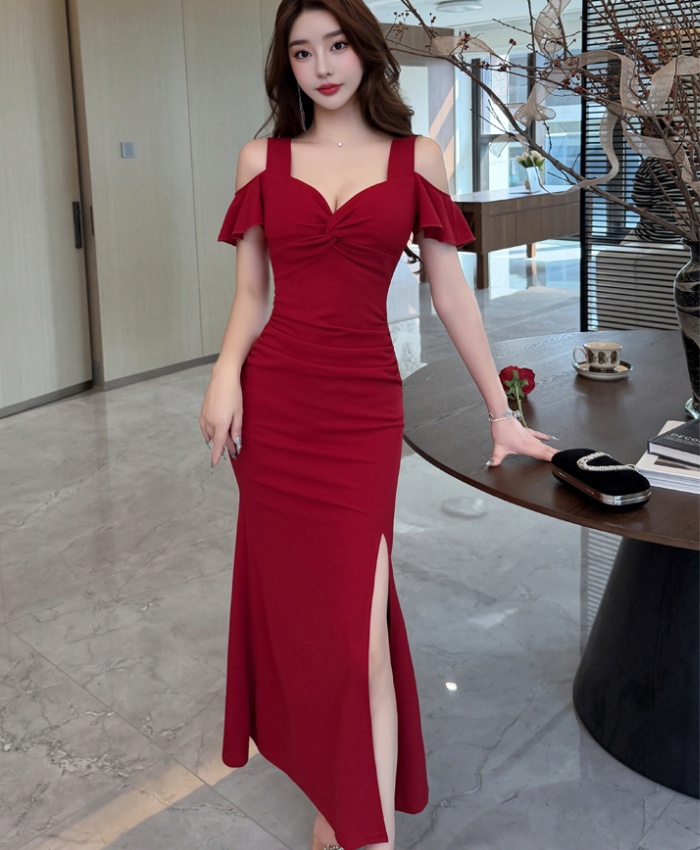 Package hip low-cut dress sexy slim long dress