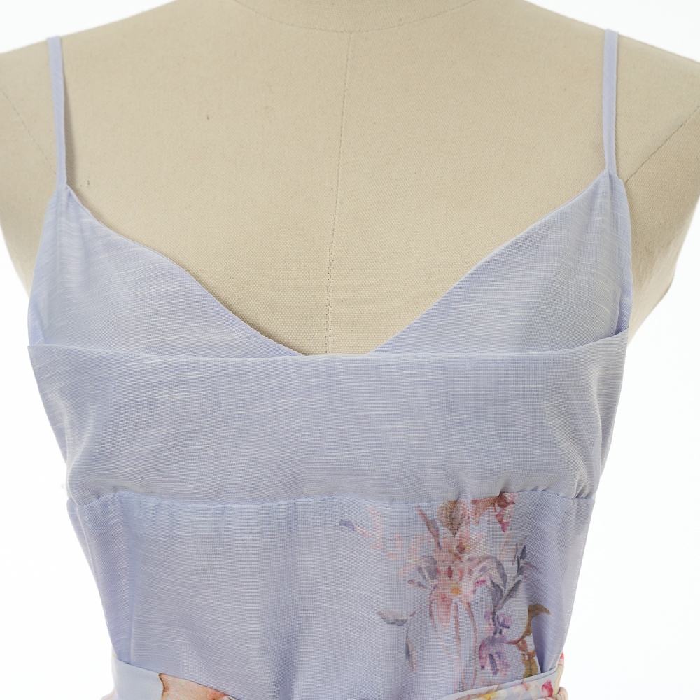 Sling thick and disorderly printing long slim dress