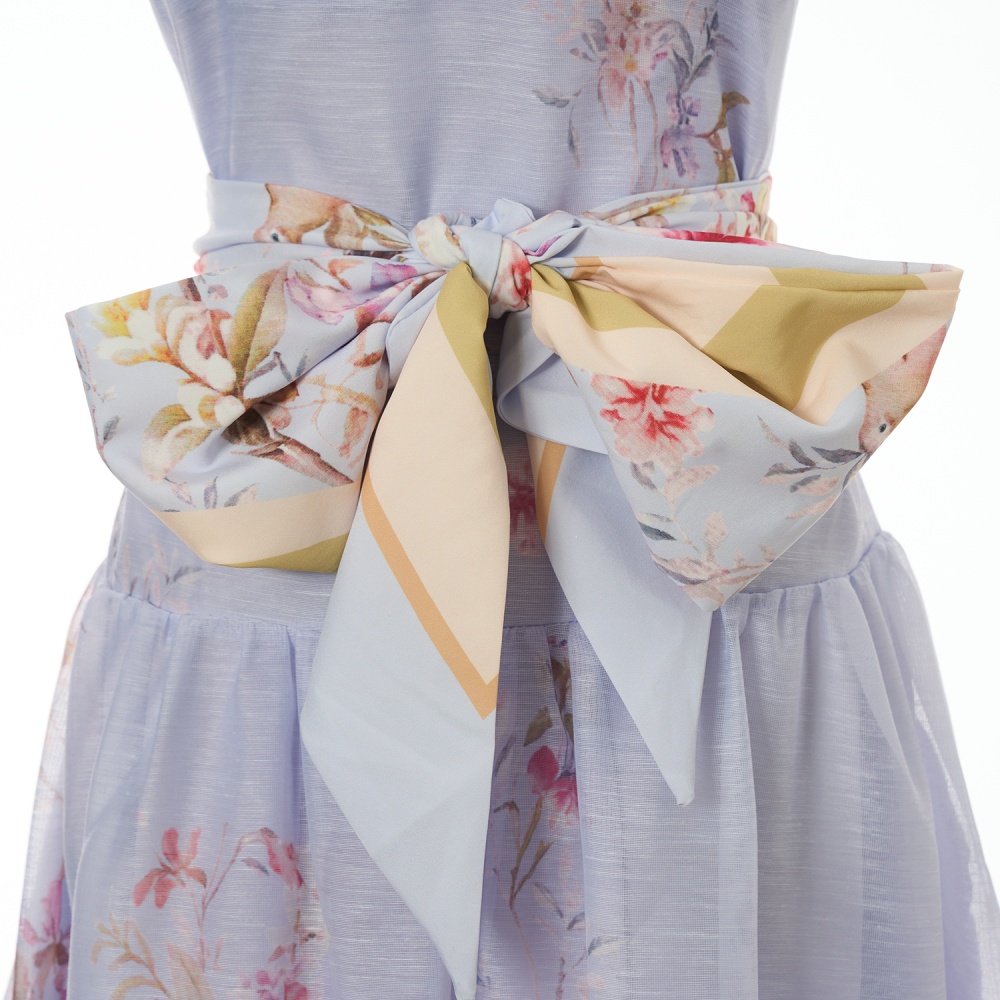 Sling thick and disorderly printing long slim dress