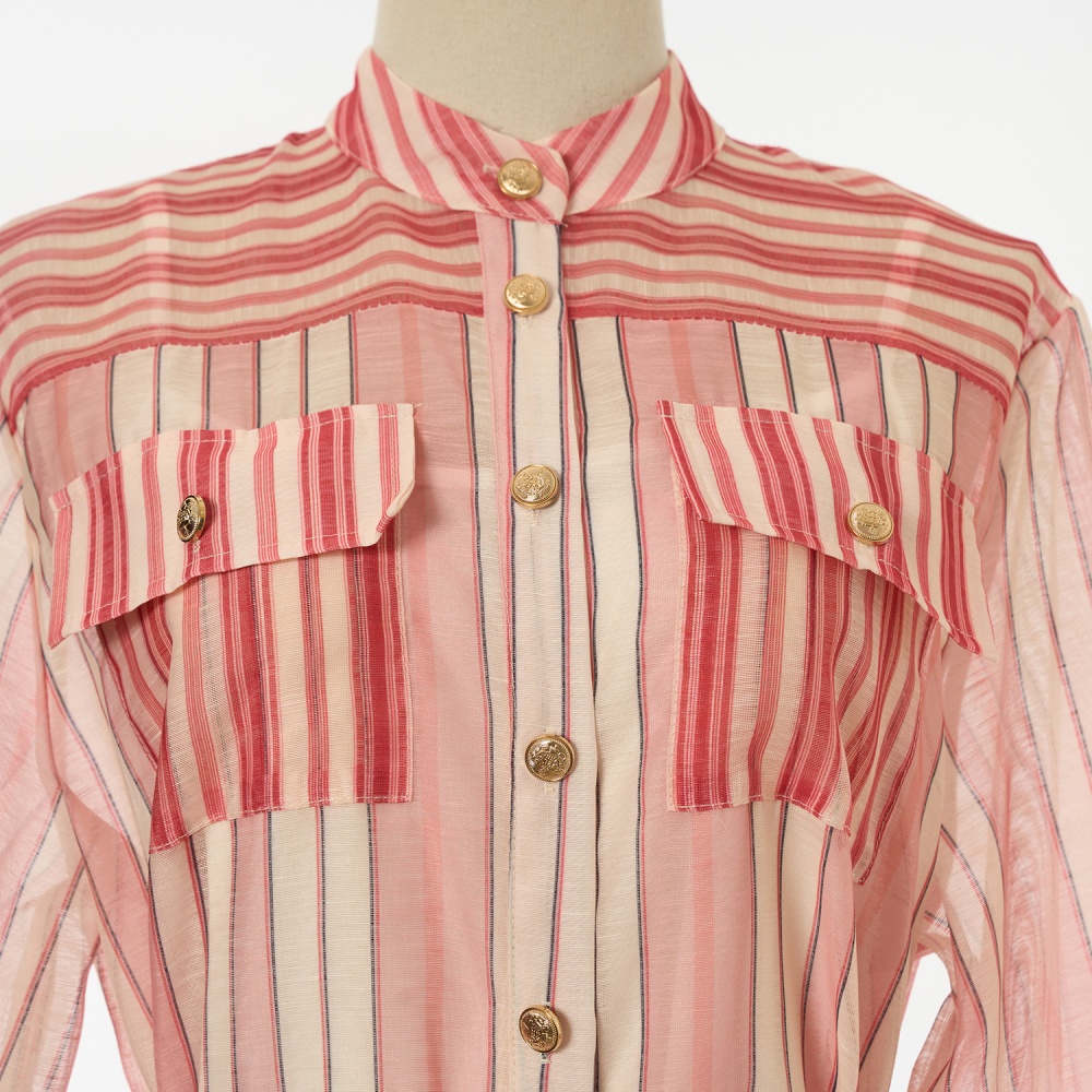 Elastic waist stripe skirt Bohemian style slim shirt 3pcs set