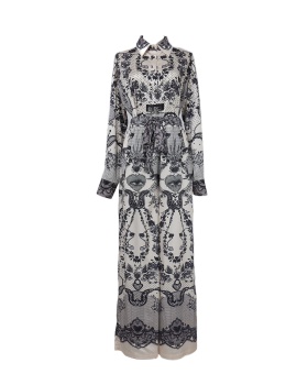 Vacation printing tops long sleeve spring long pants a set