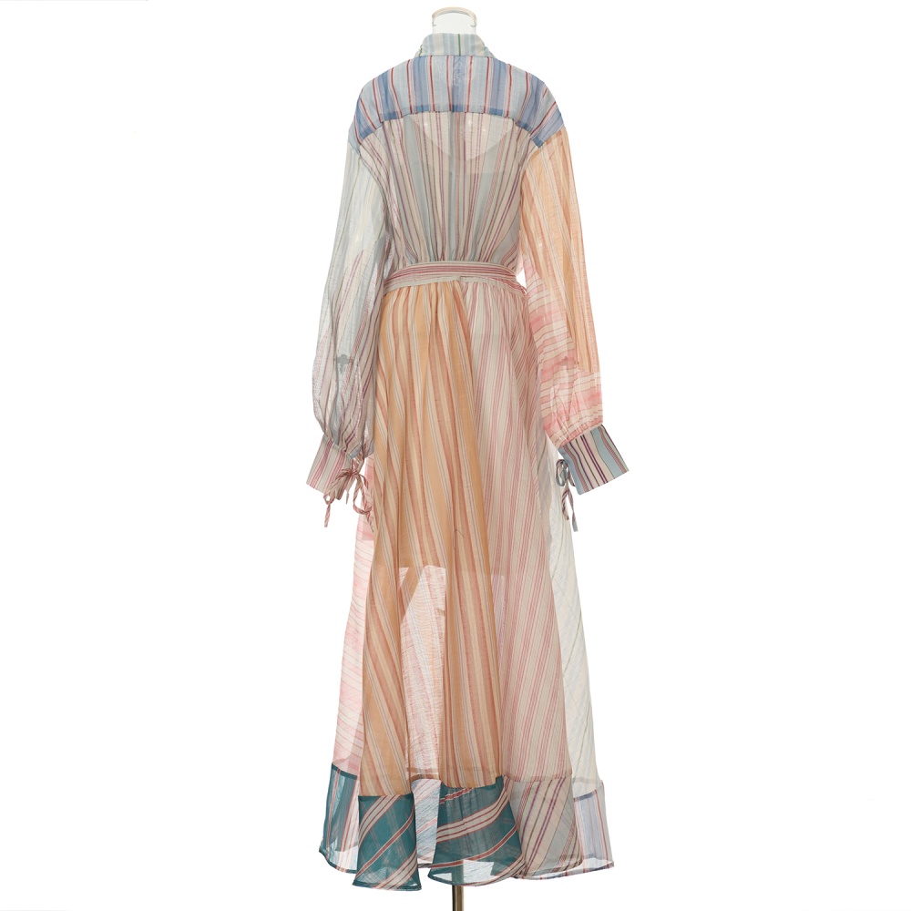 Fashion silk linen jumpsuit splice lapel long dress