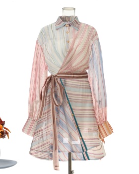 Vacation fashion T-back splice stripe jumpsuit