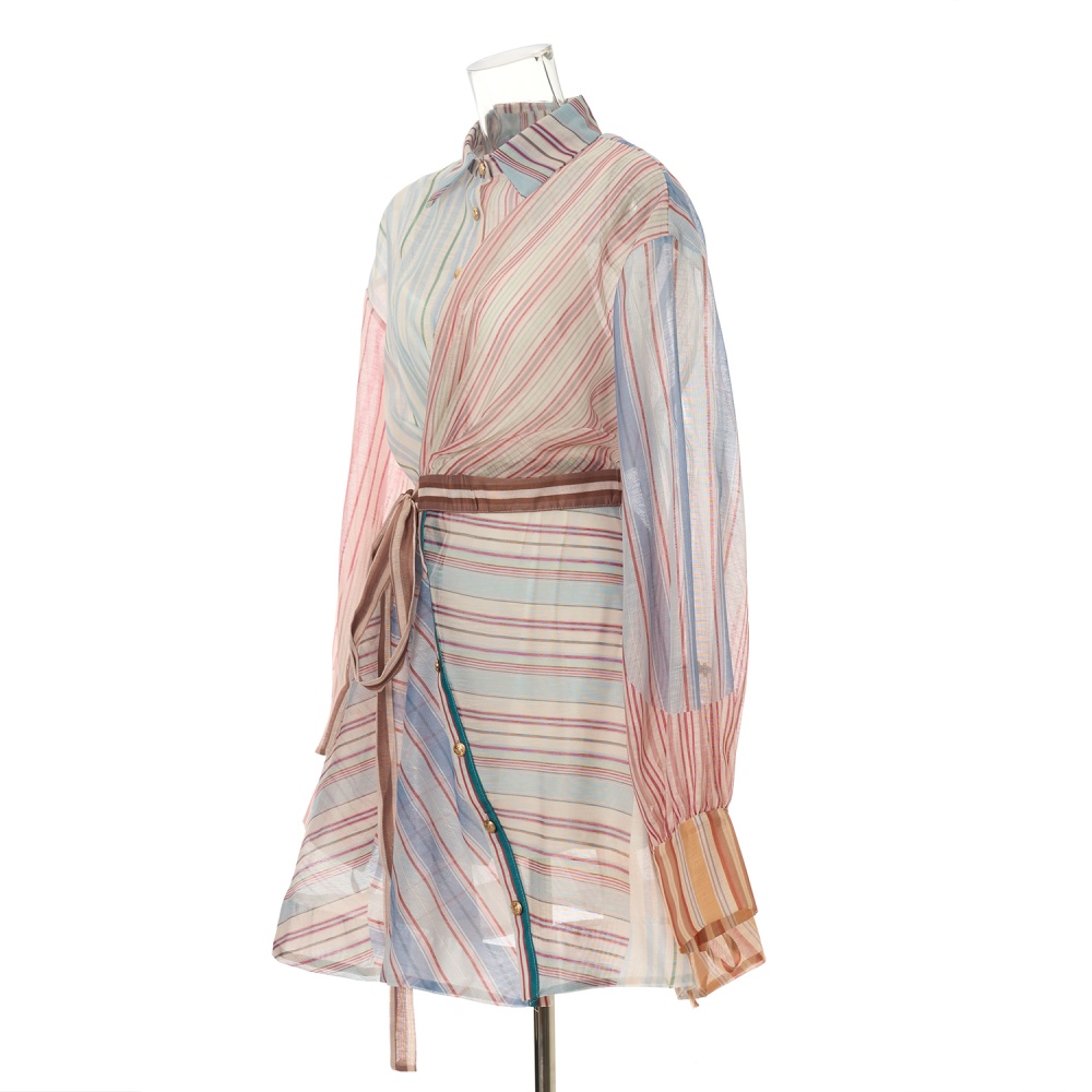 Vacation fashion T-back splice stripe jumpsuit