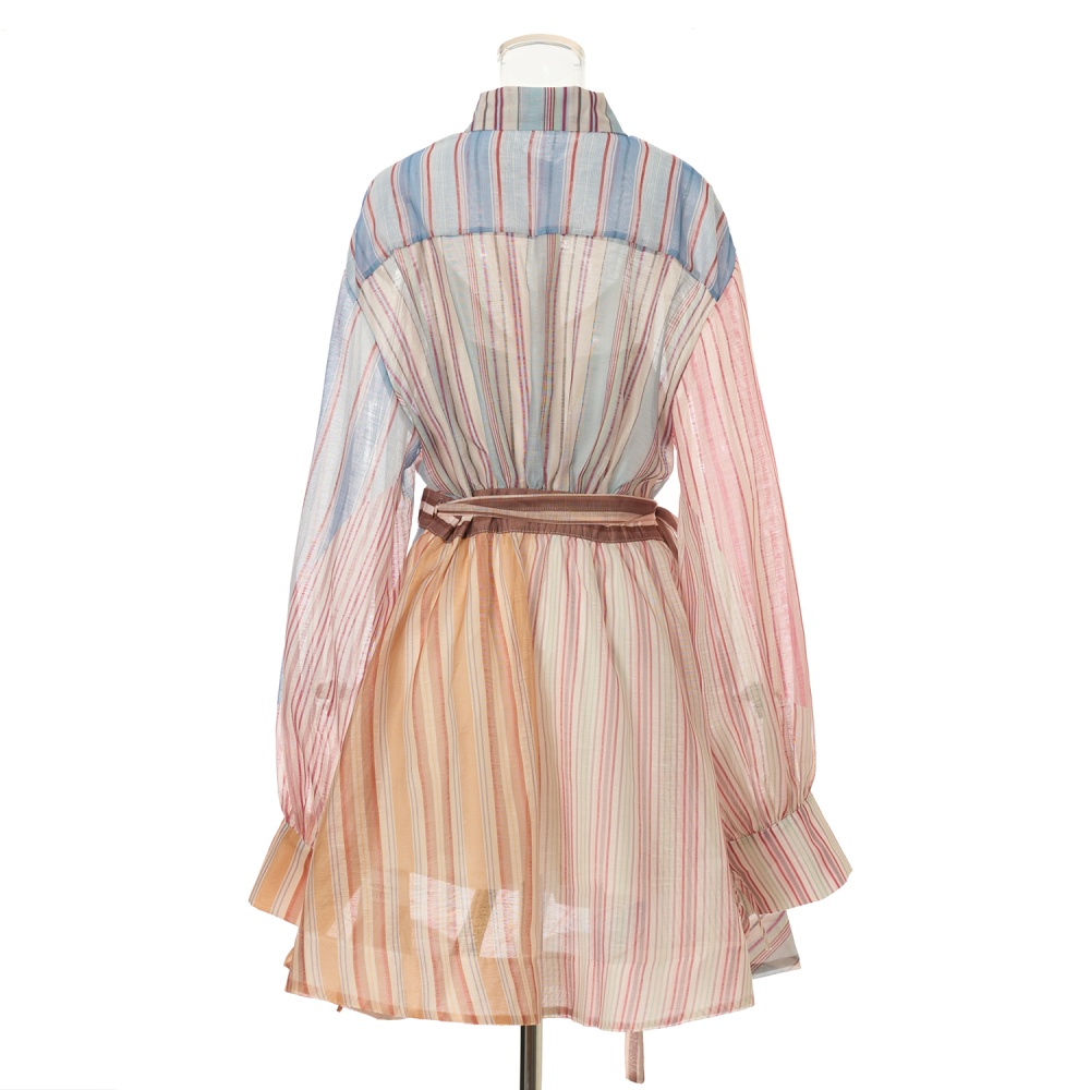 Vacation fashion T-back splice stripe jumpsuit