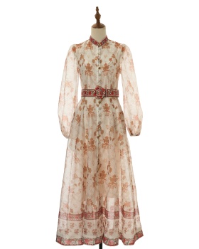 Printing long dress 2pcs set