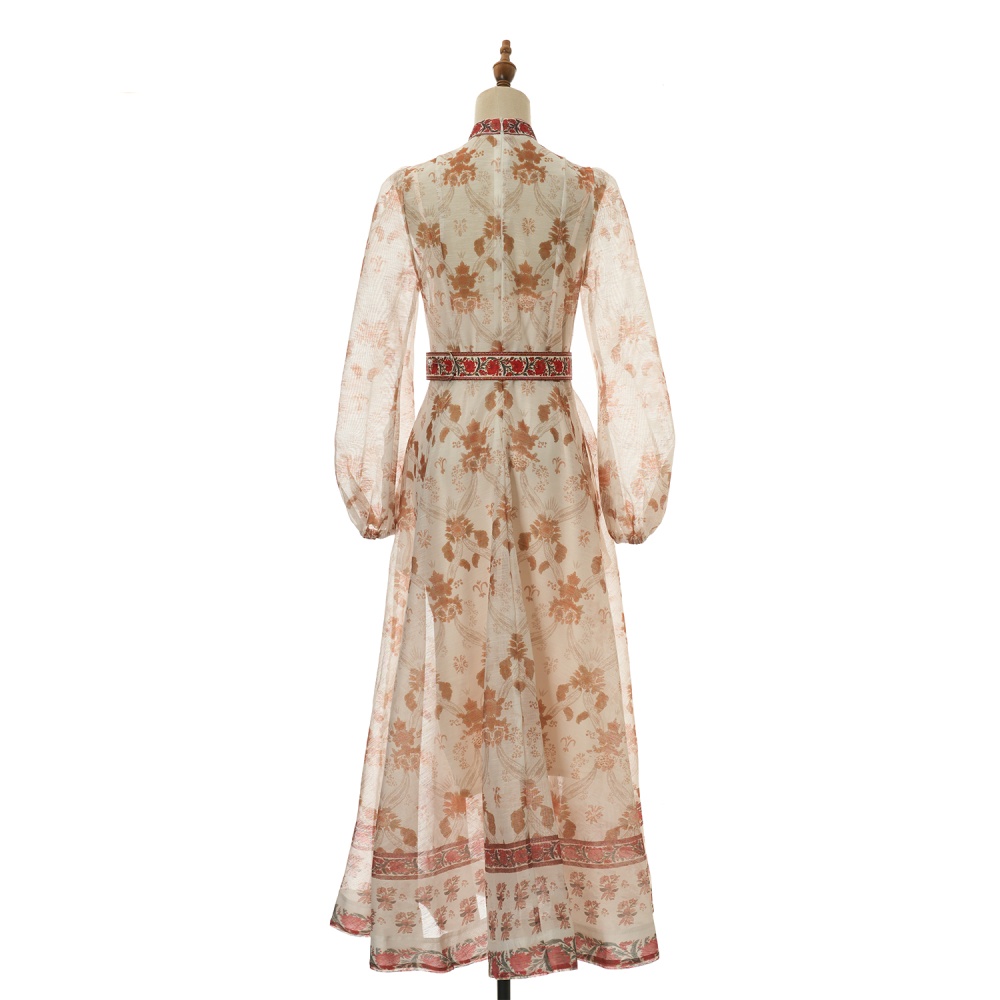 Printing long dress 2pcs set