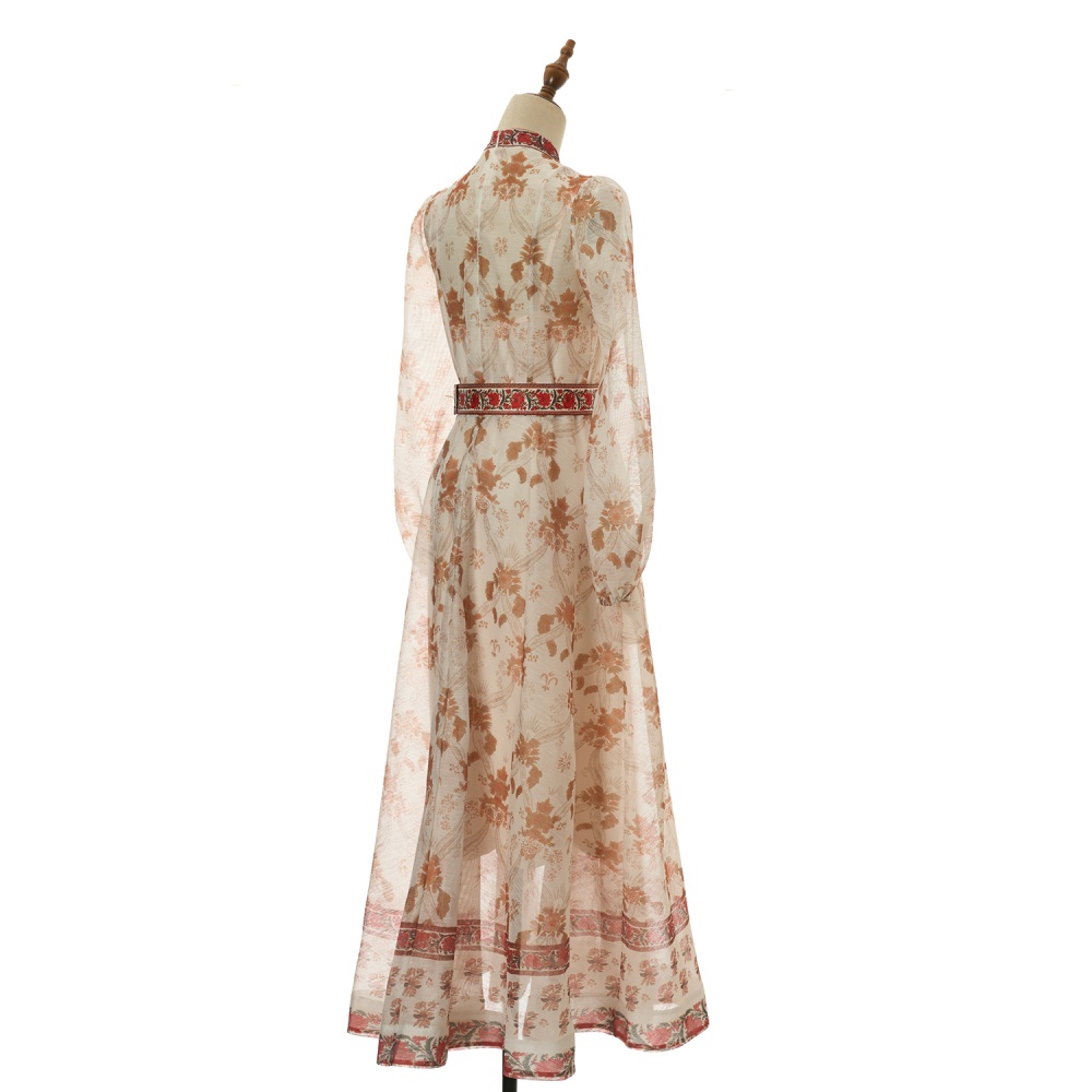 Printing long dress 2pcs set