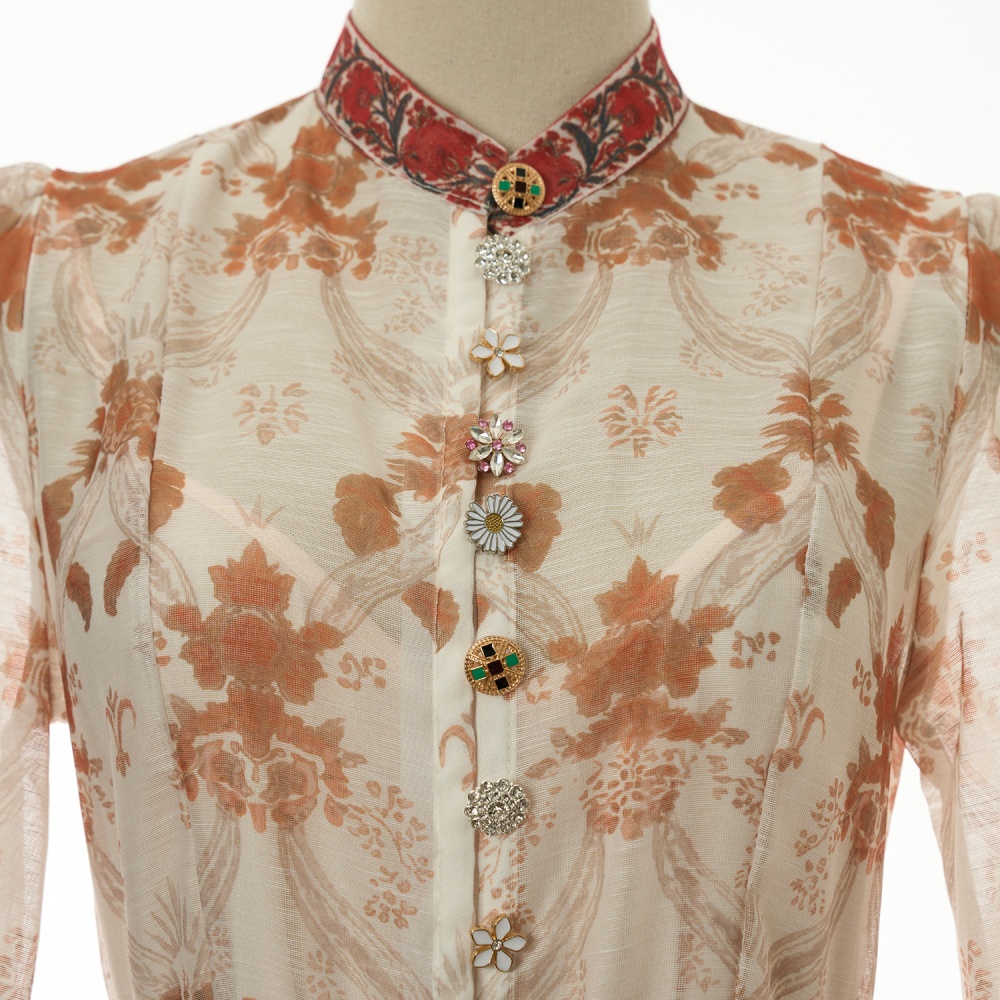 Printing long dress 2pcs set