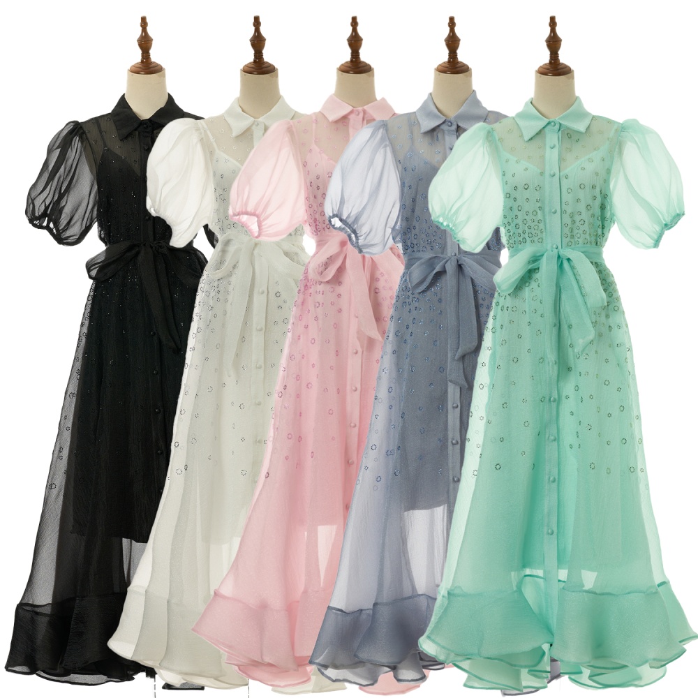 Short sleeve summer elegant big skirt fluffy dress for women