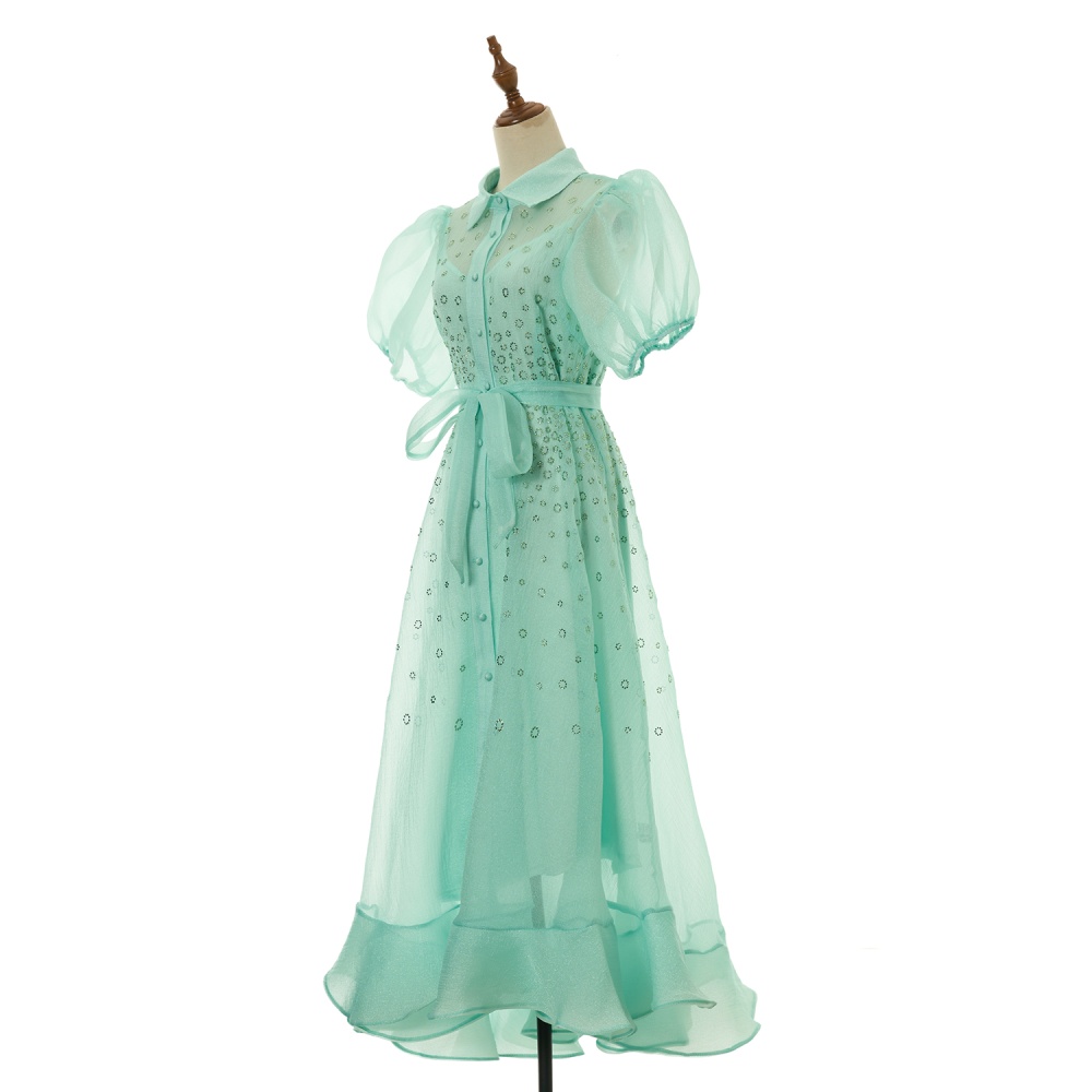 Short sleeve summer elegant big skirt fluffy dress for women