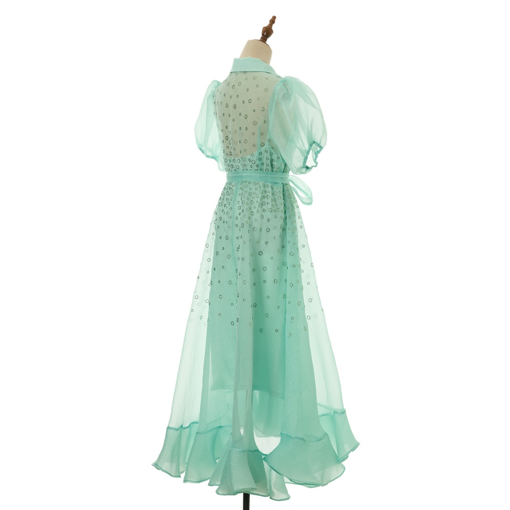 Short sleeve summer elegant big skirt fluffy dress for women