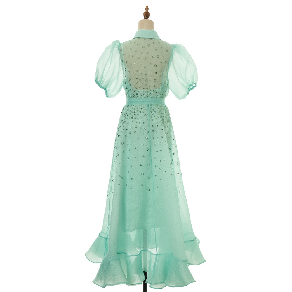 Short sleeve summer elegant big skirt fluffy dress for women