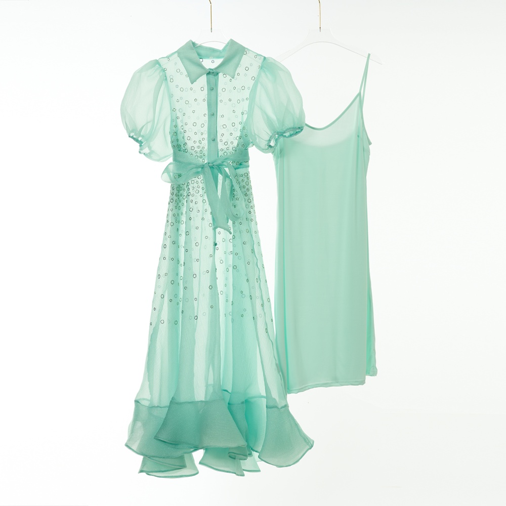 Short sleeve summer elegant big skirt fluffy dress for women