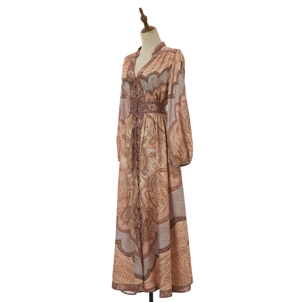 Flax vacation swimwear V-neck long dress