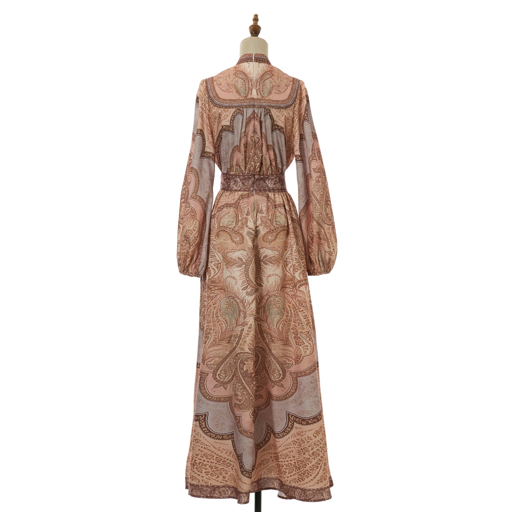 Flax vacation swimwear V-neck long dress