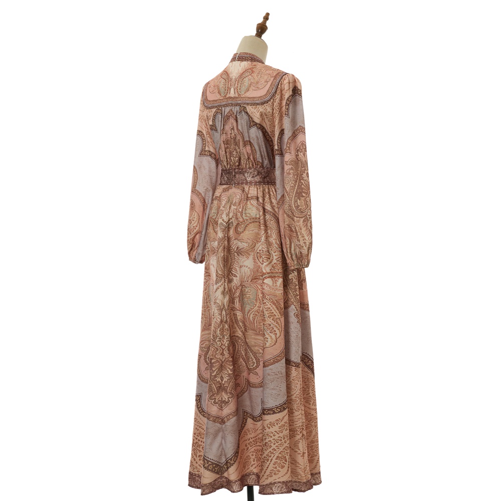 Flax vacation swimwear V-neck long dress