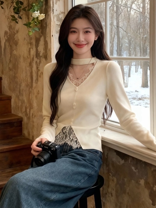 Temperament France style tops autumn and winter sweater