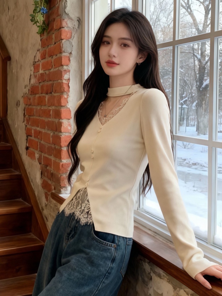 Temperament France style tops autumn and winter sweater