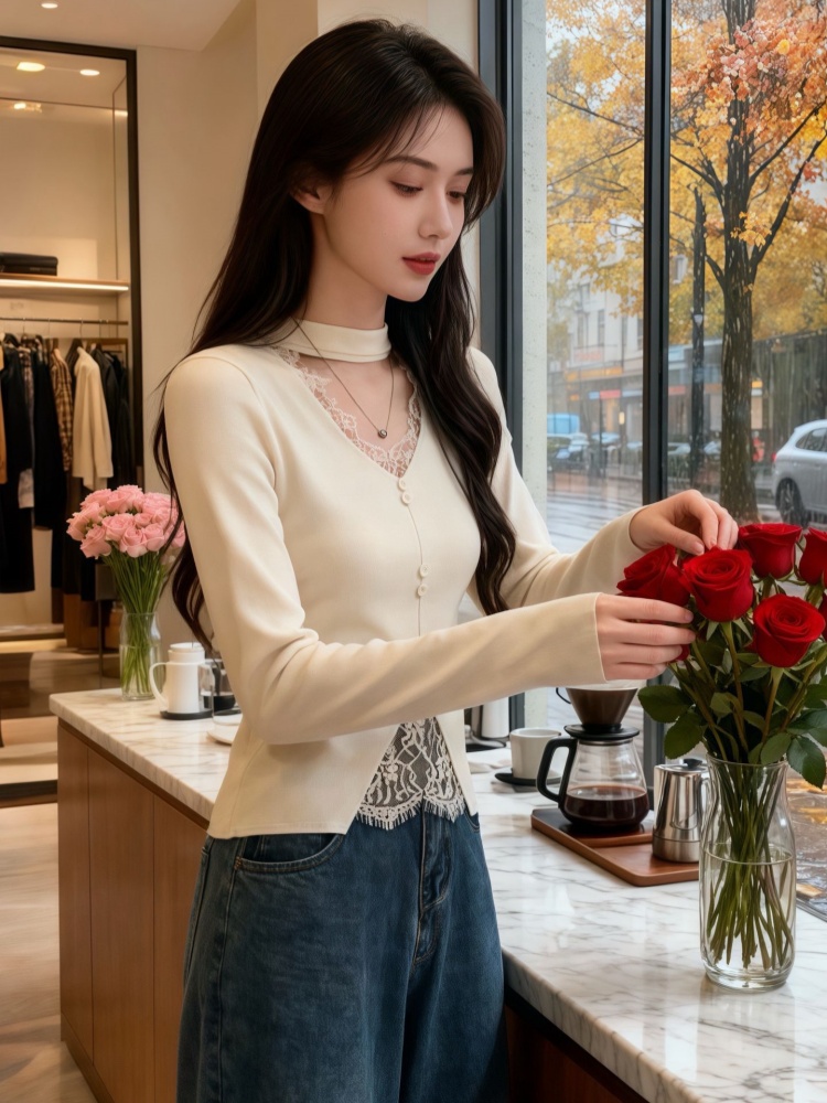 Temperament France style tops autumn and winter sweater