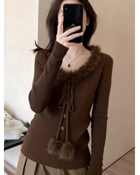 Sweet knitted sweater slim tops for women