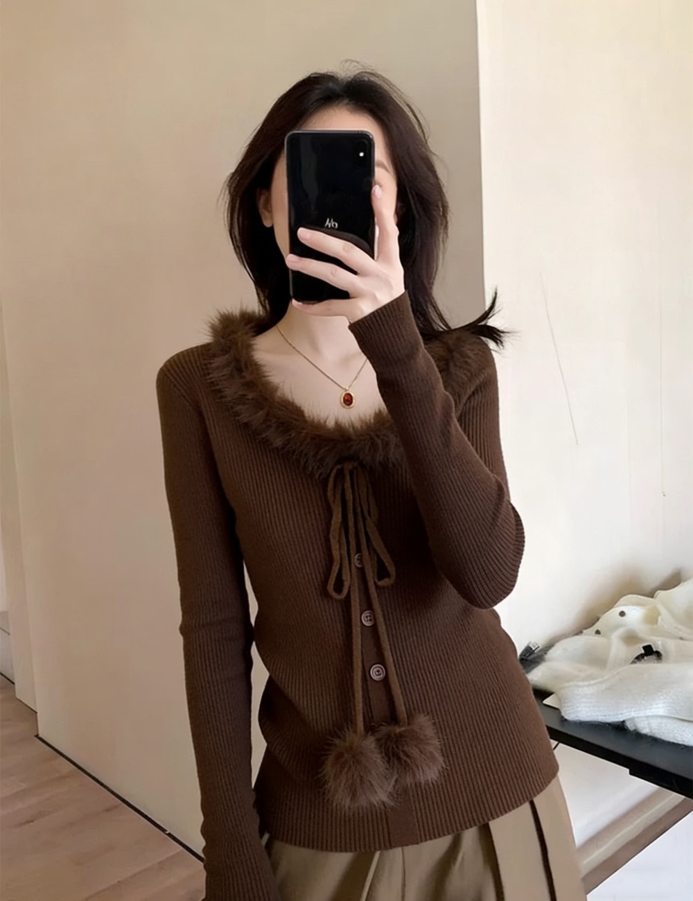 Sweet knitted sweater slim tops for women