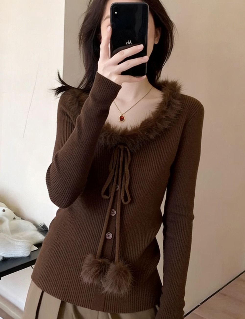 Sweet knitted sweater slim tops for women
