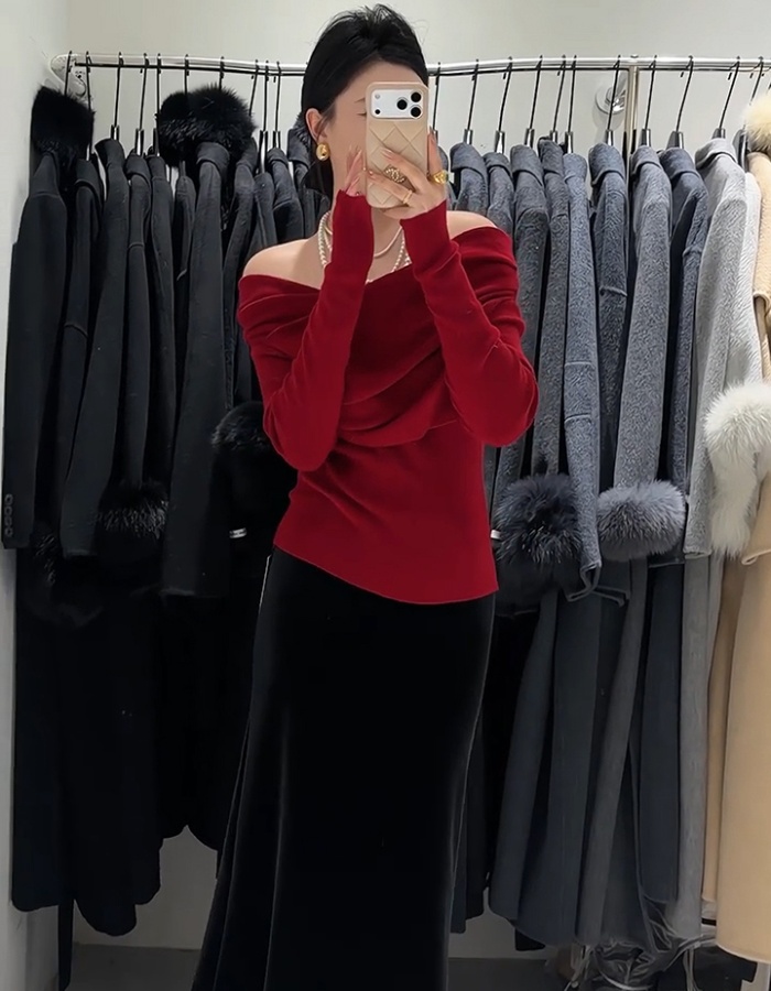 Strapless spicegirl T-shirt V-neck inside the ride tops for women