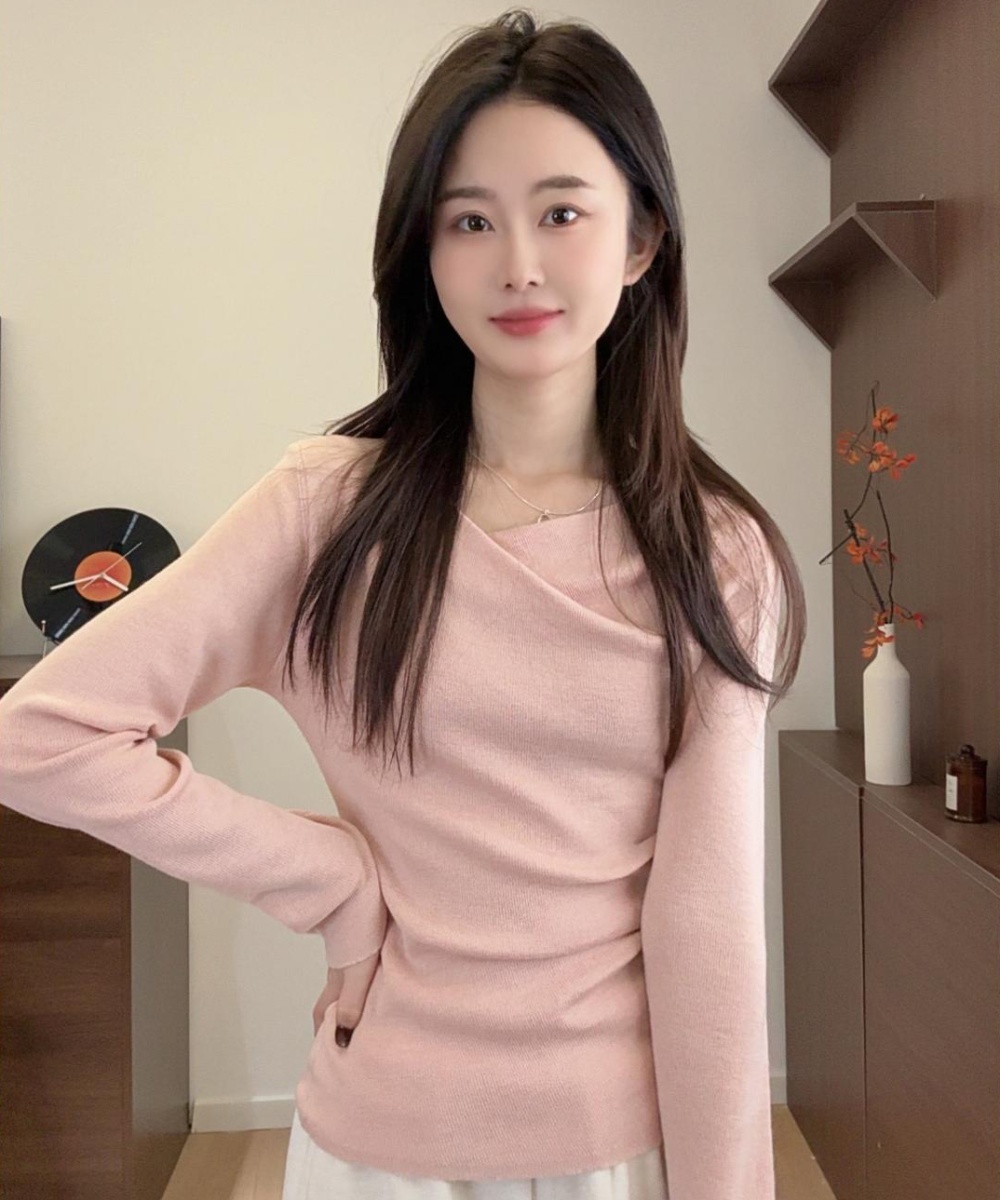 Knitted temperament slim all-match bottoming shirt